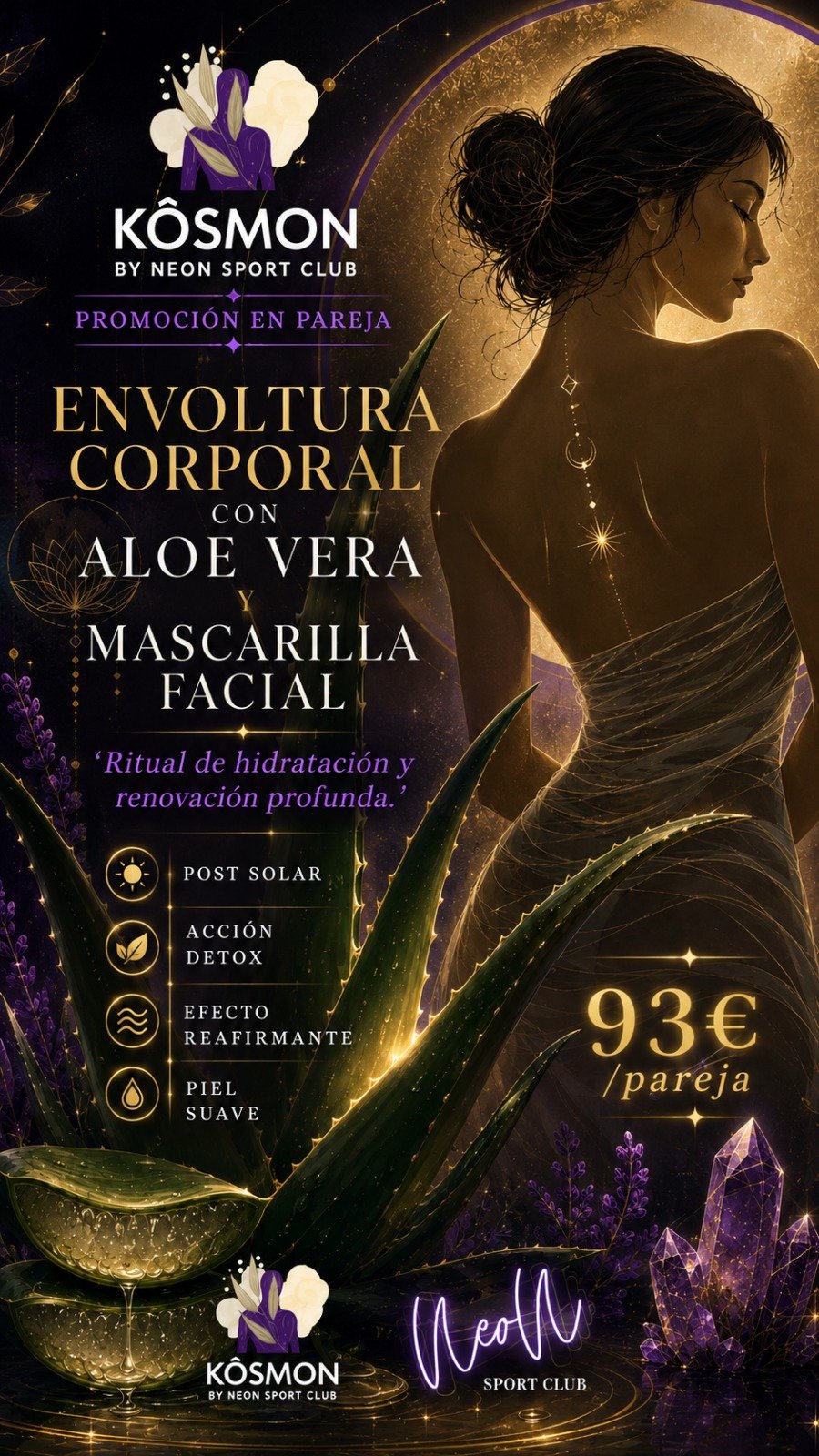 PROMOCIÓN EN PAREJA: ENVOLTURA CORPORAL CON ALOE VERA Y MASCARILLA FACIAL